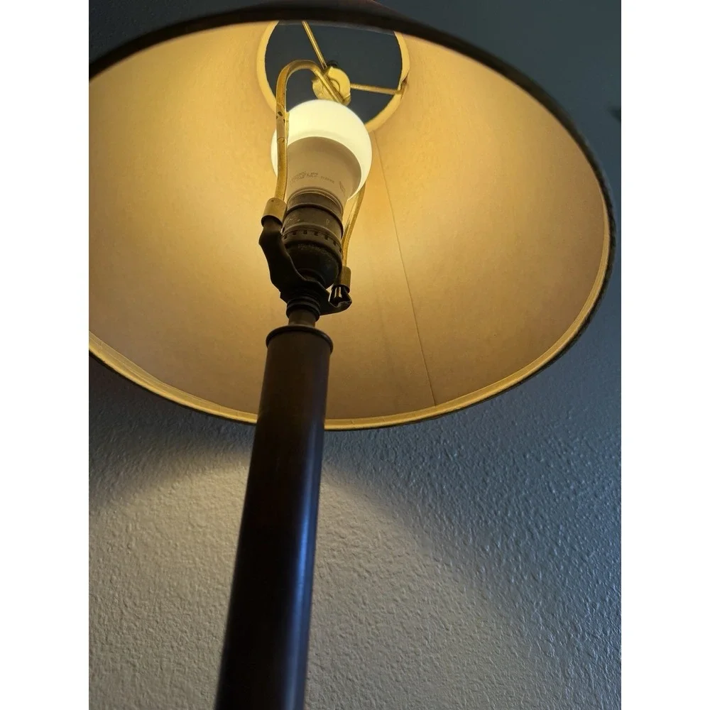 Vintage Brass‎ Leviton Candlestick Lamp With Amber Shade